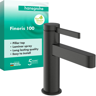 Hansgrohe Finoris fonteinkraan - zonder waste - brushed black chrome (zwart)
