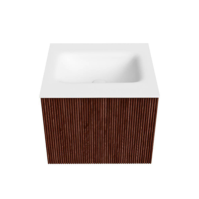 Mondiaz KURVE Badkamermeubelset - 50x46x40cm - 1 lade - wastafel solid surface - midden - 1 kraangat - Ruby
