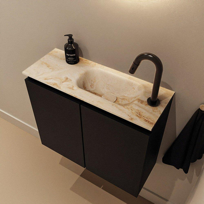 MONDIAZ TURE-DLUX Meuble de toilettes 60 cm Urban. EDEN lavabo Frappe position droite. Avec 1 trou de robinet.