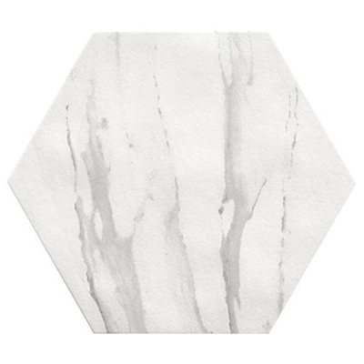 Terravito Fareno wand- en vloertegel - 21.6x25cm - 9mm - Zeshoek - Marmerlook - wit mat