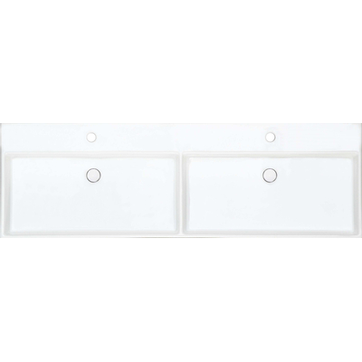 INK United lavabo Porcelaine 120x11x45cm avec 2 trous de robinet et bonde click clac en porcelaine et trop-plein caché blanc brillant
