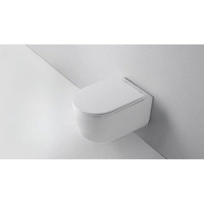QeramiQ Dely Swirl Toiletset - 36.3x51.7cm - Geberit UP720 Duofix Sigma inbouwreservoir - slimzitting - bedieningsplaat beige - rechthoekige knoppen - mat wit