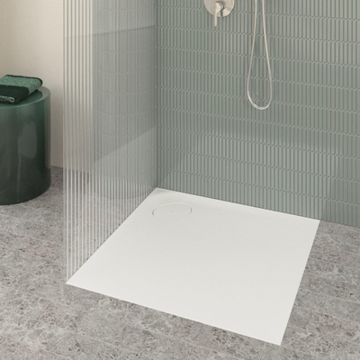 Villeroy & Boch Ecora douchebak - 80x80x3.5cm - hoekafvoer - stone white (wit)
