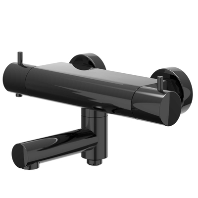 IVY Bond Badthermostaatkraan opbouw - draaibare baduitloop - omstel - Cooltouch - Zwart chroom PVD