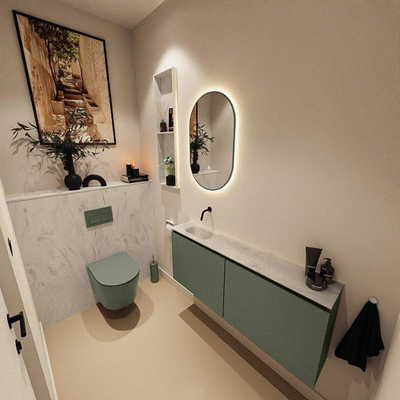 MONDIAZ TURE-DLUX 120cm toiletmeubel Army. EDEN wastafel Opalo positie links. Zonder kraangat.