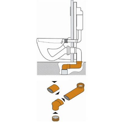 Riko Sprongbocht verstelbaar 15-35cm, inbouwhoogte 80 mm, 90-110mm aansluitingen