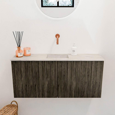 Mondiaz JOYA-DLUX 90cm toiletmeubel - kleur Shadow - Wastafel FAYE positie Midden Zonder kraangat kleur Ostra.