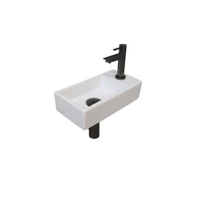 INK Versus Fonteinset - 36x18x9cm - wasbak links - porselein Glans wit/metal black