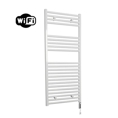 Sanicare HVW Elektrische Radiator - 111.8x45cm - 596W - wifi - thermostaat - wit - rechtsonder - wit