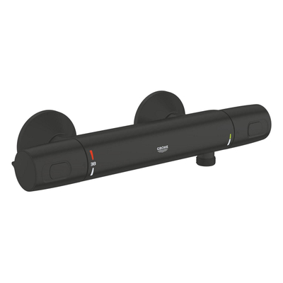 GROHE Precision Trend QuickFix Robinet de douche - thermostatique - avec ensemble barre de douche - entraxe 15 cm - noir mat (noir)