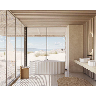 Riho Catching Waves Baignoire îlot - 174x82cm - Blanc mat