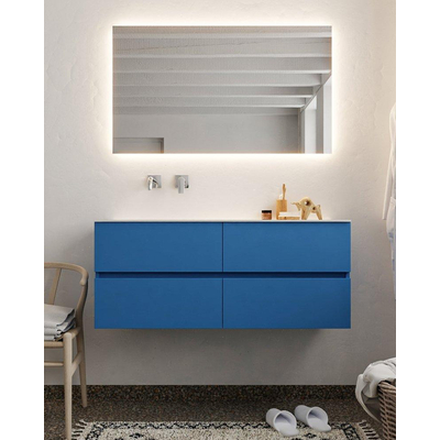 Mondiaz VICA ensemble de meuble de salle de bain - 120cm - meuble sous-vasque jeans - 4 tiroirs - lavabo cloud gauche - sans trou de robinet - miroir LED - version XL 60cm de haut