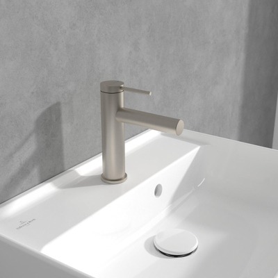 Villeroy & Boch Loop & Friends 1 greeps wastafelkraan - zonder waste - Brushed Nickel black (rvs)
