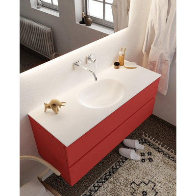 Mondiaz VICA ensemble de meuble de salle de bain - 120cm - meuble sous-vasque fire - 2 tiroirs - lavabo moon milieu - sans trou de robinet - miroir LED - version XL 60cm haut