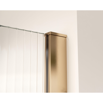 FugaFlow Eccelente Vetro inloopdouche - 110x200cm - ribbelglas - wandarm - Geborsteld koper PVD (Koper)