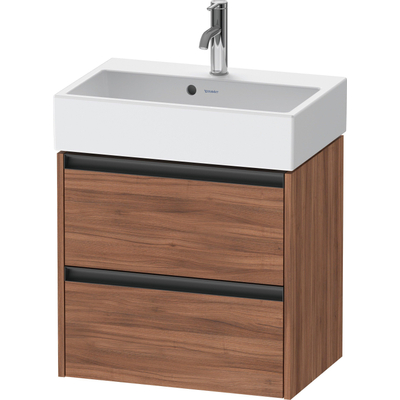 Duravit Ketho.2 Wastafelonderbouwkast - met 2 laden - 58.4x39x54.9cm - met grepen antraciet - noten mat