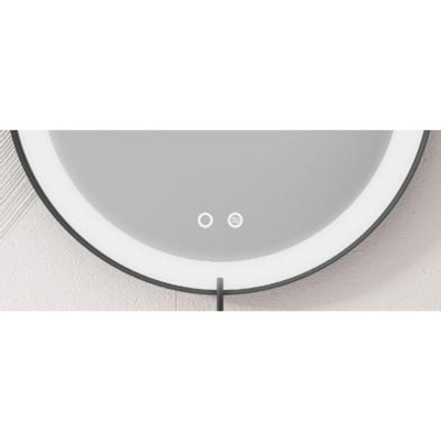 Adema Vygo spiegel - 80x50cm - ovaal - 6mm - LED verlichting - spiegelverwarming - zwart