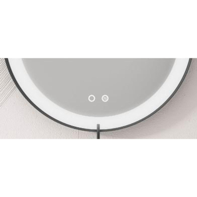 Saniclass Vygo Spiegel - 80cm - ovaal - 6mm - LED verlichting - spiegelverwarming - zwart - licht beschadigd-OUTLETSTORE