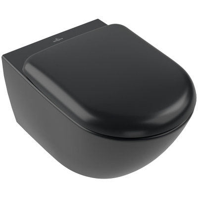 Villeroy & Boch Antao wandcloset - diepspoel - zonder spoelrand - met TwistFlush CeramicPlus - Pure Black (mat zwart)