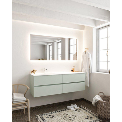 Mondiaz VICA ensemble de meuble de salle de bain - 150cm - meuble sous-vasque gris - 4 tiroirs - lavabo lune gauche - 1 trou de robinet - miroir LED - version XL 60cm de haut