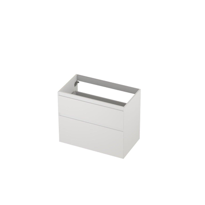 INK Wastafelonderkast - 80x45x65cm - 2 lades - greeploos - MDF lak - Mat wit
