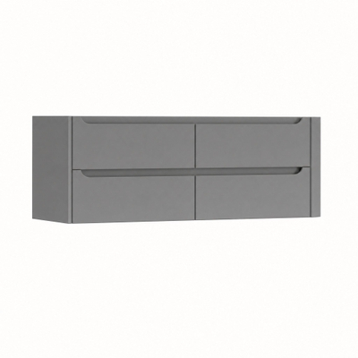 H&R Badmeubelen Juice Wastafelonderkast - 140x45x50cm - rechterhoek afgerond - 4 lades - geïntegreerde greep - stone grey mat