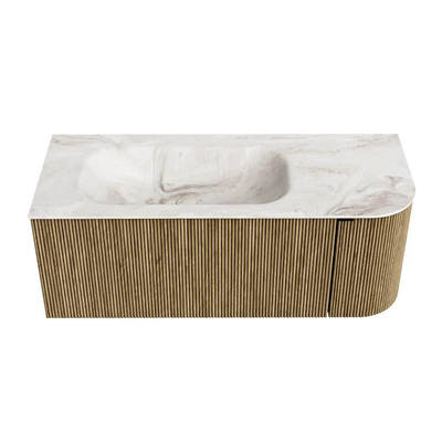 Mondiaz KURVE-DLUX Badkamermeubelset - 115x46x40cm - 1 lade - 1 deur - wastafel solid surface - links - 1 kraangat - Dusk