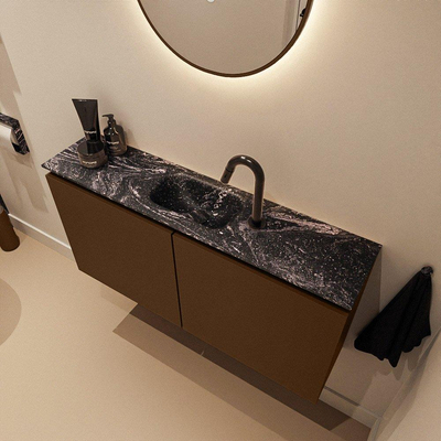 MONDIAZ TURE-DLUX Meuble WC 100 cm Rust. EDEN lavabo Lava position milieu. Avec 1 trou de robinet.
