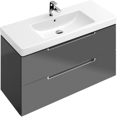 Villeroy & Boch Subway 2.0 wastafelonderkast 98.7x52x44.9cm Grijs hoogglans