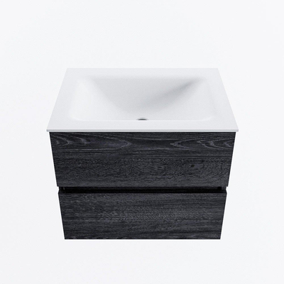 Mondiaz VICA ensemble de meuble de salle de bain - 60cm - meuble sous-vasque Anthracite - 2 tiroirs - lavabo nuage milieu - 1 trou de robinet - version haute 60cm - talc