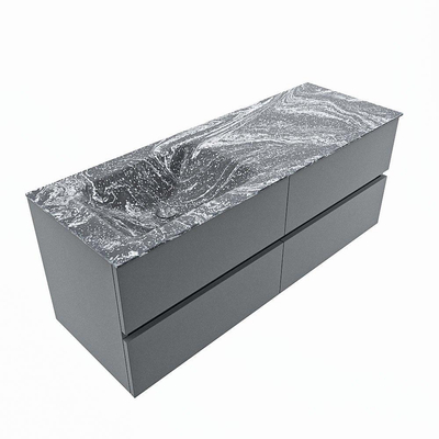 Mondiaz VICA-DLUX ensemble de meuble de salle de bain - 130cm - meuble sous-vasque plata - 4 tiroirs - lavabo encastrée cloud gauche - sans trous de robinet - version haute de 60cm - lave