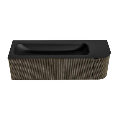 Mondiaz KURVE Badkamermeubelset - 145x46x40cm - 1 lade - 1 deur - wastafel solid surface - links - 2 kraangaten - Shadow