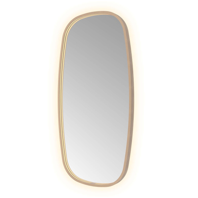 Hotbath &MORE Spiegel in aluminium frame / contour - 50x100cm - inclusief direct & indirect LED - spiegelverwarming - color changing - dimbaar - dottless - met afstandsbediening - PVD - geborsteld koper
