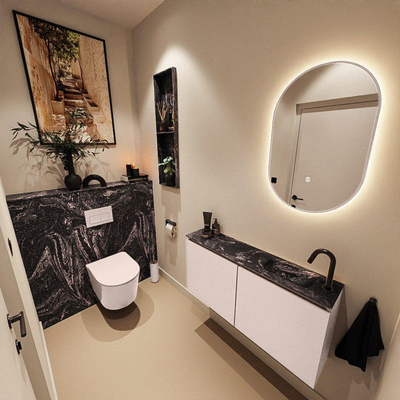 MONDIAZ TURE-DLUX 100cm toiletmeubel Rosee. EDEN wastafel Lava positie rechts. Met 1 kraangat.