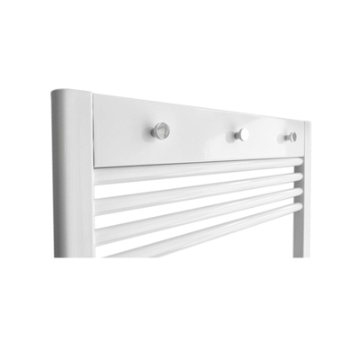Sanicare Panneau porte-serviettes - 51,7x9,2x2,7cm - pour radiateur - 3 boutons porte-serviettes chromés - blanc