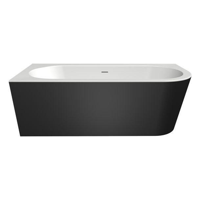 Xenz charley xs baignoire d'angle, gauche 165x75 bicolor blanc/ébène incl. 7006 combinaison de remplissage de baignoire graphite