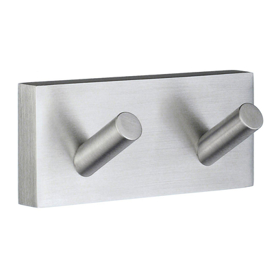 Smedbo House Handdoekhaak - 9x4cm - dubbel - geborsteld chroom
