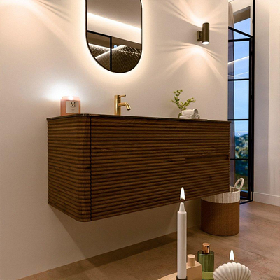 Mondiaz CIRO-DLUX Ensemble de meubles de salle de bains - 120x45x50cm - Lavabo solid surface Lava - 1 vasque à gauche - 1 trou de robinet - 2 tiroirs - Dusk