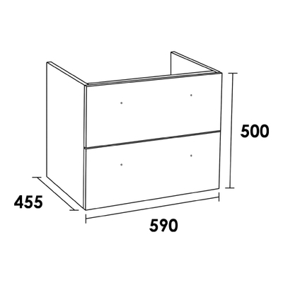 BRAUER EX Meuble sous vasque 59x45.5x50cm 2 tiroirs 1 espace siphon poignée standard MFC Almond