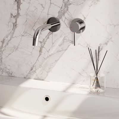 Brauer Chrome Edition mitigeur de lavabo encastrable ColdStart Round économiseur d'énergie avec 2 plaques derrière chrome poli