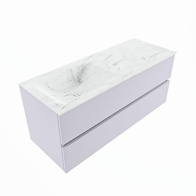 Mondiaz VICA-DLUX ensemble de meuble de salle de bain - 120cm - meuble sous-vasque cale - 2 tiroirs - lavabo encastré cloud gauche - sans trous de robinet - version haute de 60cm - opalo