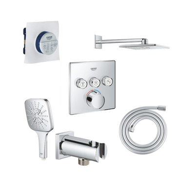 Grohe SmartControl Doucheset - inbouwthermostaat - inbouwbox - hoofddouche - handdouche - wandaansluitbocht - doucheslang - chroom
