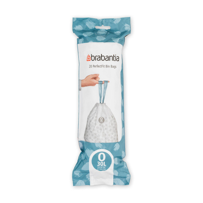 Brabantia PerfectFit Sacs poubelle - fermeture à cordon - code O - 30L - 20 pièces