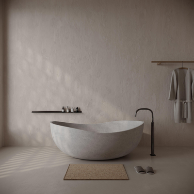 Ideavit Idea.sense vrijstaande badkuip - 160x97.5x58cm - incl. pup-up afvoer - beton D1