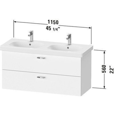 Duravit XBase Meuble sous lavabo 120x45.8x56cm Poignée standard avec softclose panneau de particules Graphite Mat