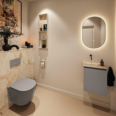 MONDIAZ TURE-DLUX 40cm toiletmeubel Smoke. EDEN wastafel Frappe positie links. Zonder kraangat.