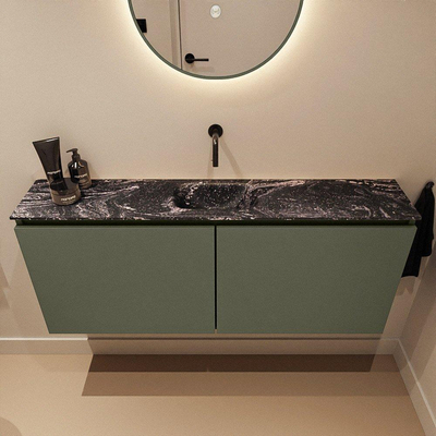 MONDIAZ TURE-DLUX meuble de WC 120 cm Army. Lavabo EDEN Lava position centrale. Sans trou de robinet.