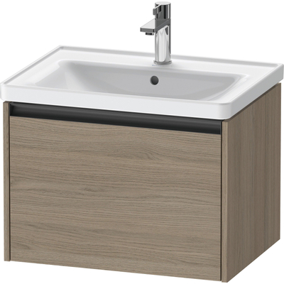 Duravit Ketho.2 Wastafelonderbouwkast - met 1 lade - 63.4x45.5x44cm - met greep antraciet - eiken terra mat