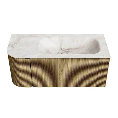 Mondiaz KURVE-DLUX Badkamermeubelset - 105x46x40cm - 1 lade - 1 deur - wastafel solid surface - rechts - 1 kraangat - Dusk