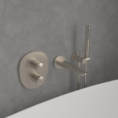 Villeroy & Boch Antao Inbouwthermostaat - met tweeweg stopkraan - Brushed Nickel (rvs)